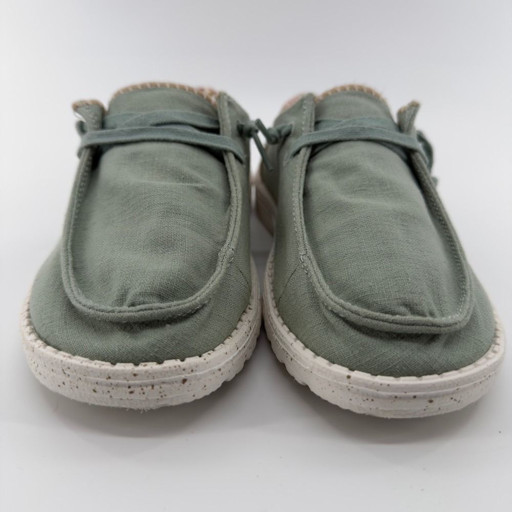 Hey Dude Wendy Aloe Green Canvas Slip On Loafers Shoes Womens 8 - Picture 2 of 6